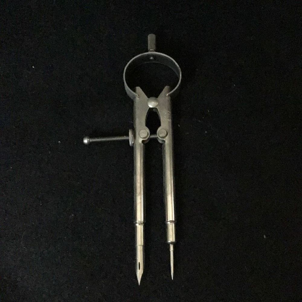 Vintage, stainless compass with fountain pen attachment from SP Japan